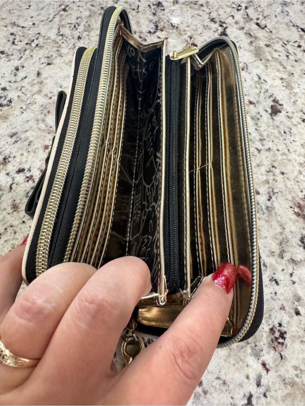 Betsey Johnson Quilted Heart Wristlet with double zip - Picture 6 of 13